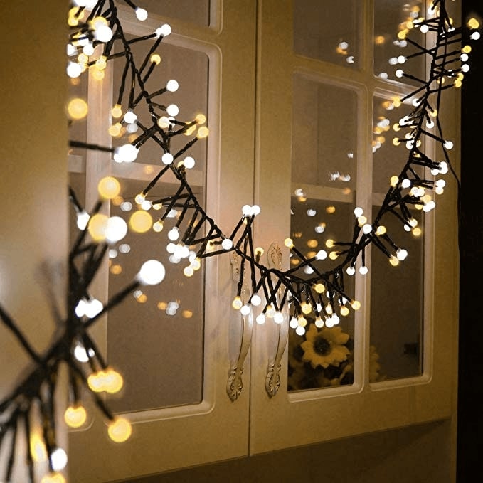 Guirlande Lumineuse Noël 100m 800 LED - IP44 Intérieur/extérieur - Filière Branche Style Nature - Bleue